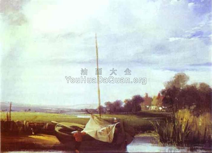 River Scene in France - 理查德·帕克斯·伯宁顿